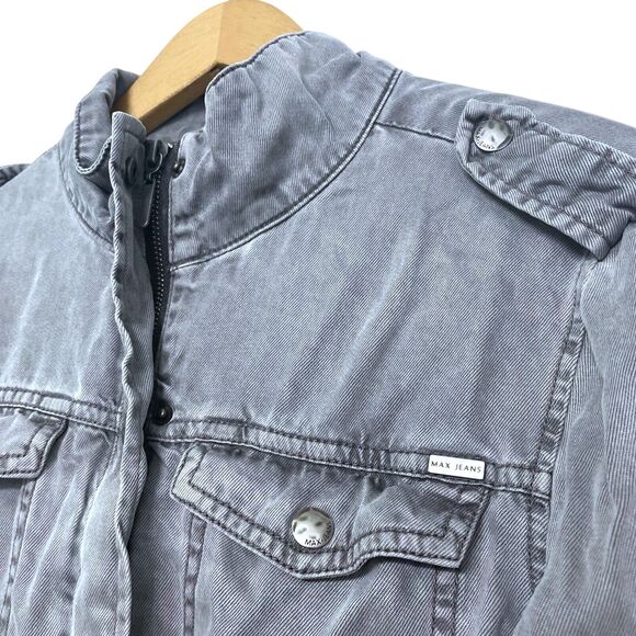 Max Jeans Womens Size Medium Light Gray Tencel Utility Jacket Grunge Gorpcore - Picture 6 of 8